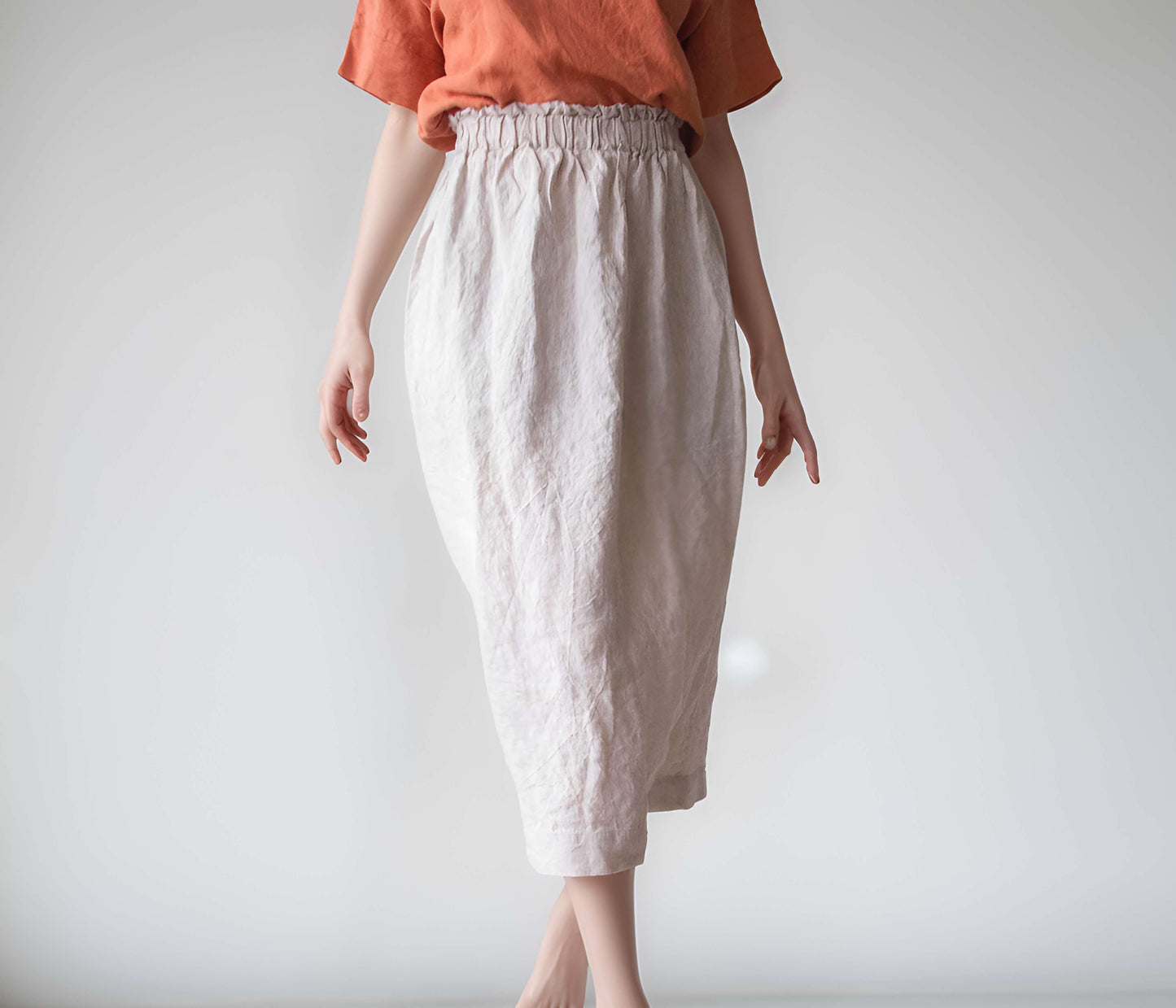 A-Line Boho Linen Midi Skirt AVIGNON for Women