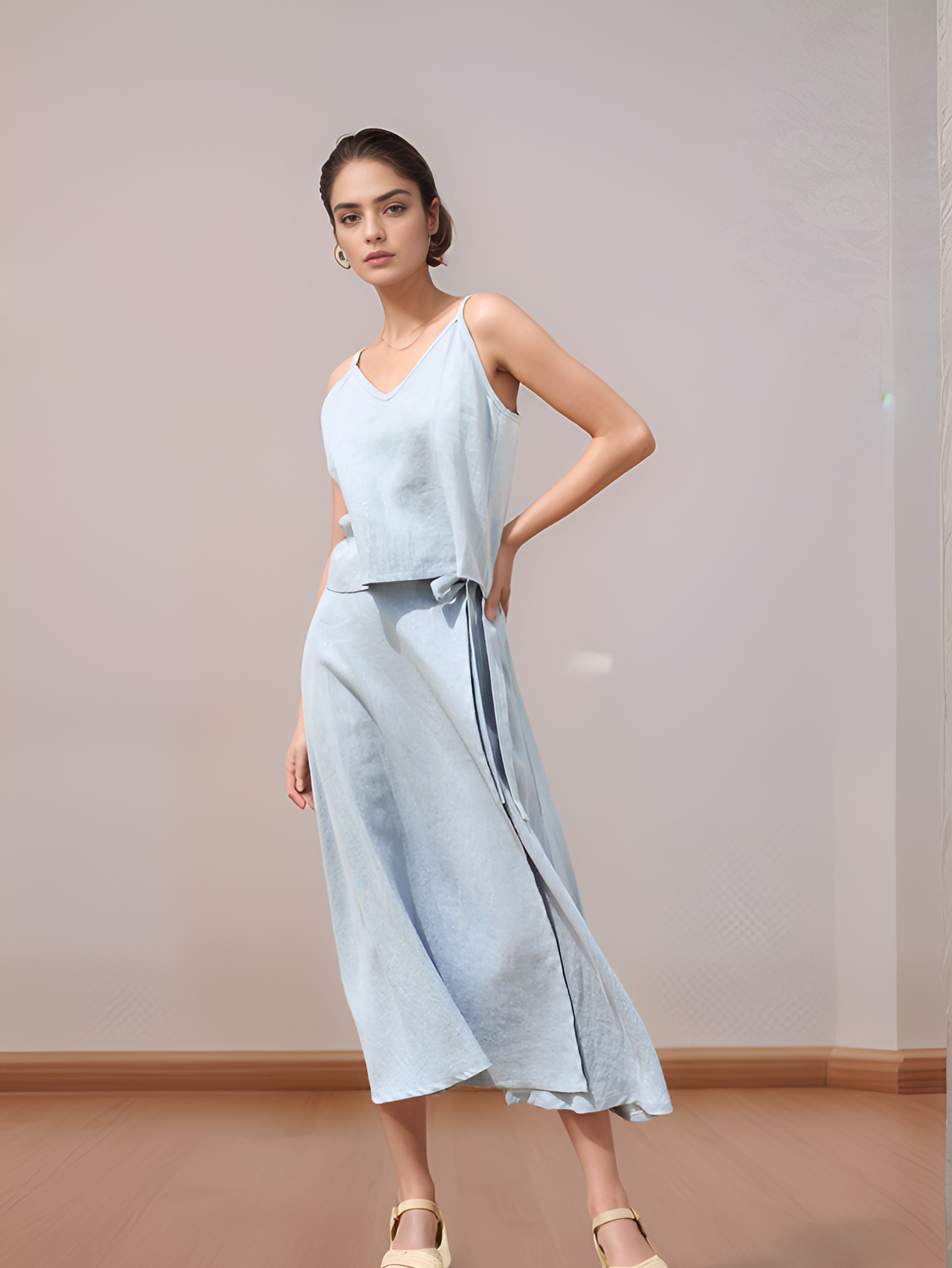 A-Line Linen Wrap Skirt METZ with Belt