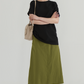 A-Line Linen Midi Skirt AMIENS High Waist Pockets