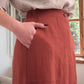 A-Line Linen Midi Skirt AMIENS High Waist Pockets