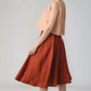 A-Line Linen Midi Skirt ULURU Buttoned High Waist