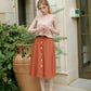 A-Line Linen Midi Skirt ULURU Buttoned High Waist