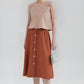 A-Line Linen Midi Skirt ULURU Buttoned High Waist