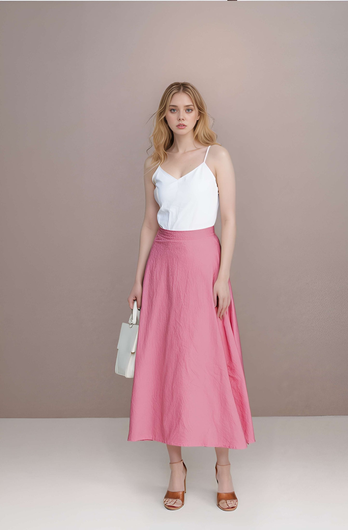 A-Line Maxi Linen Skirt REIMS Bohemian with Zipper
