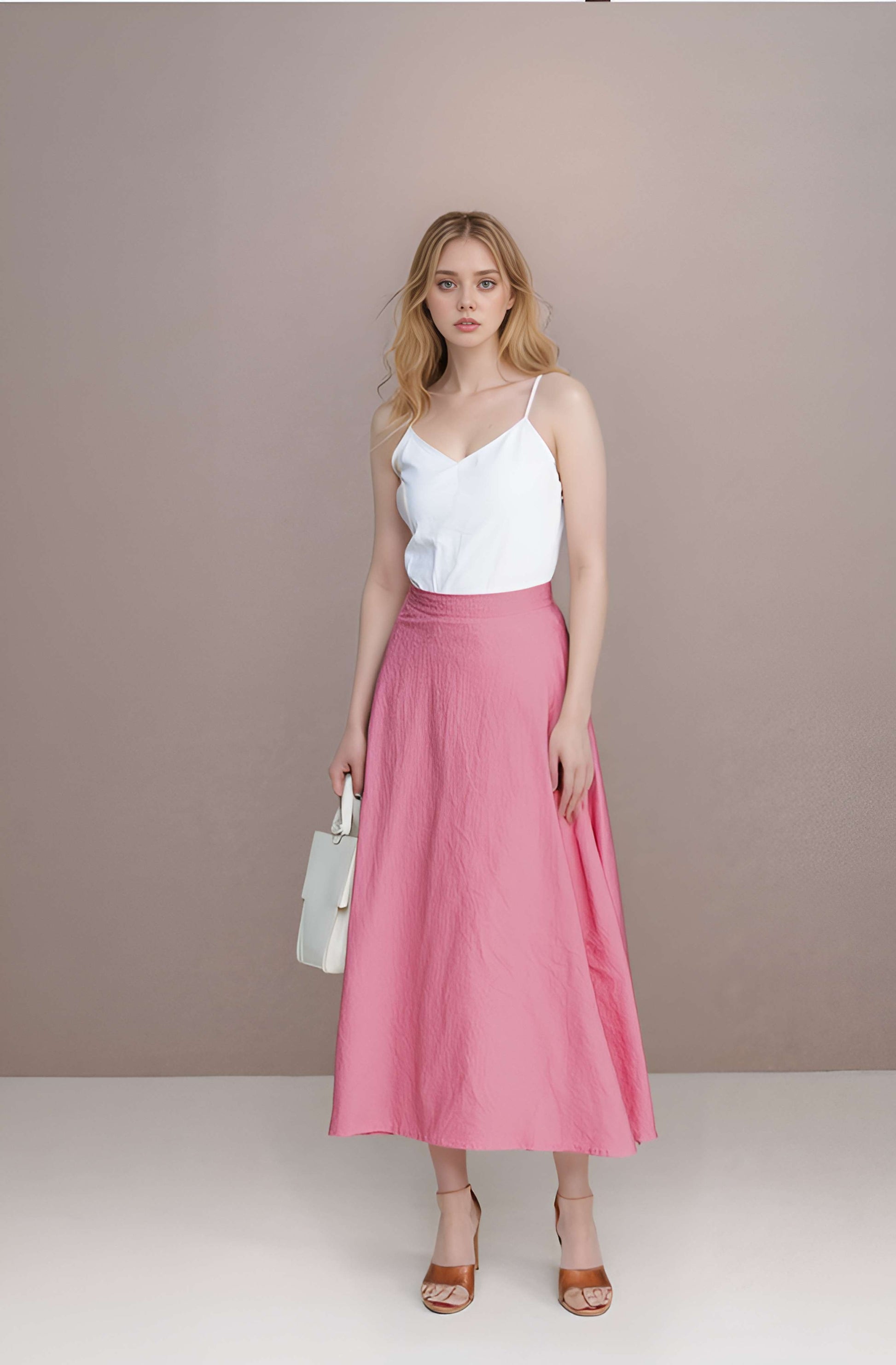 A-Line Maxi Linen Skirt REIMS Bohemian with Zipper
