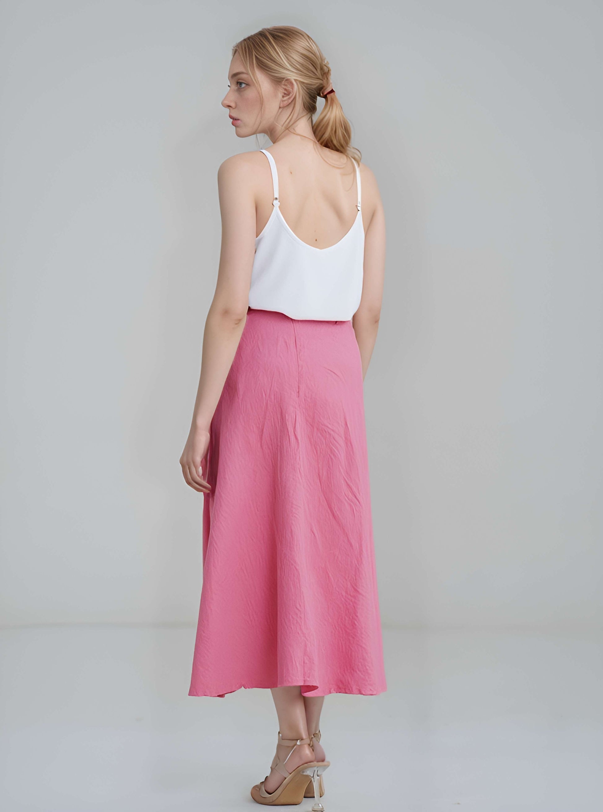 A-Line Maxi Linen Skirt REIMS Bohemian with Zipper