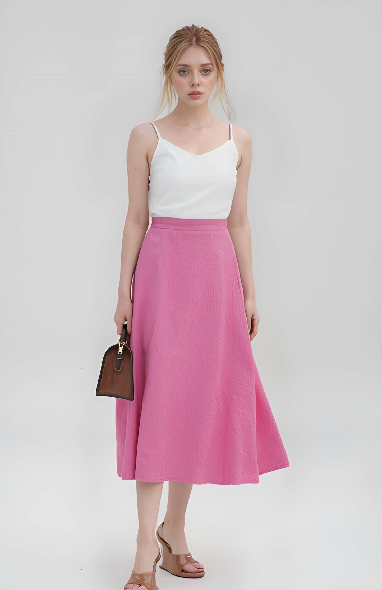 A-Line Maxi Linen Skirt REIMS Bohemian with Zipper