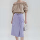 A-Line Wrap Linen Midi Skirt PERPIGNAN Flowy