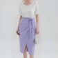 A-Line Wrap Linen Midi Skirt PERPIGNAN Flowy