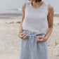 Adjustable Waist Midi Linen Skirt BLOIS with Pockets