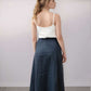 Adjustable Wrap Linen Midi Skirt TOULON High Waist