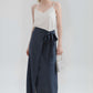 Adjustable Wrap Linen Midi Skirt TOULON High Waist