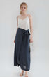 Adjustable Wrap Linen Midi Skirt TOULON High Waist