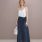 Adjustable Wrap Linen Midi Skirt TOULON High Waist