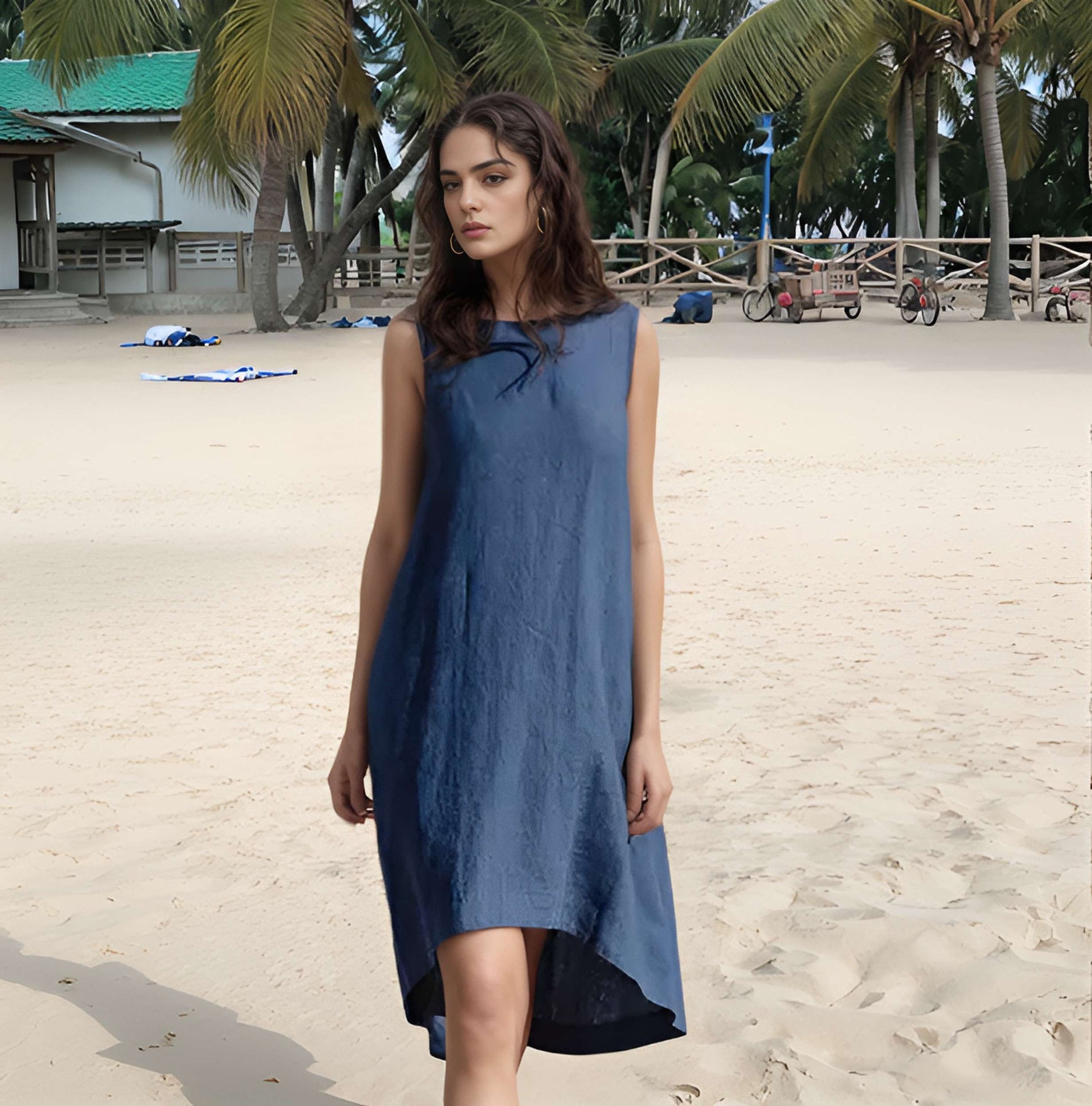 Asymmetrical Hem Linen Midi Dress COLMAR for Brides