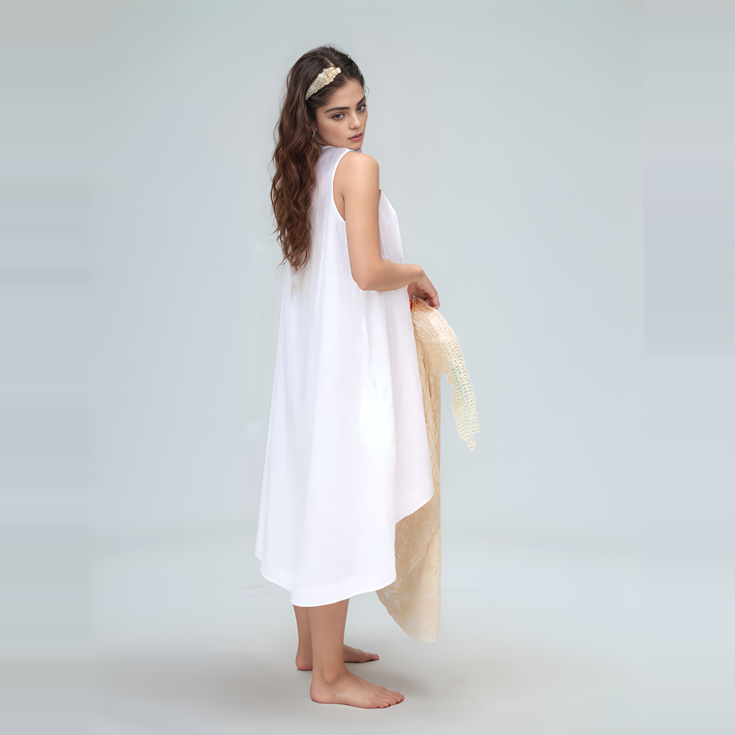 Asymmetrical Hem Linen Midi Dress COLMAR for Brides