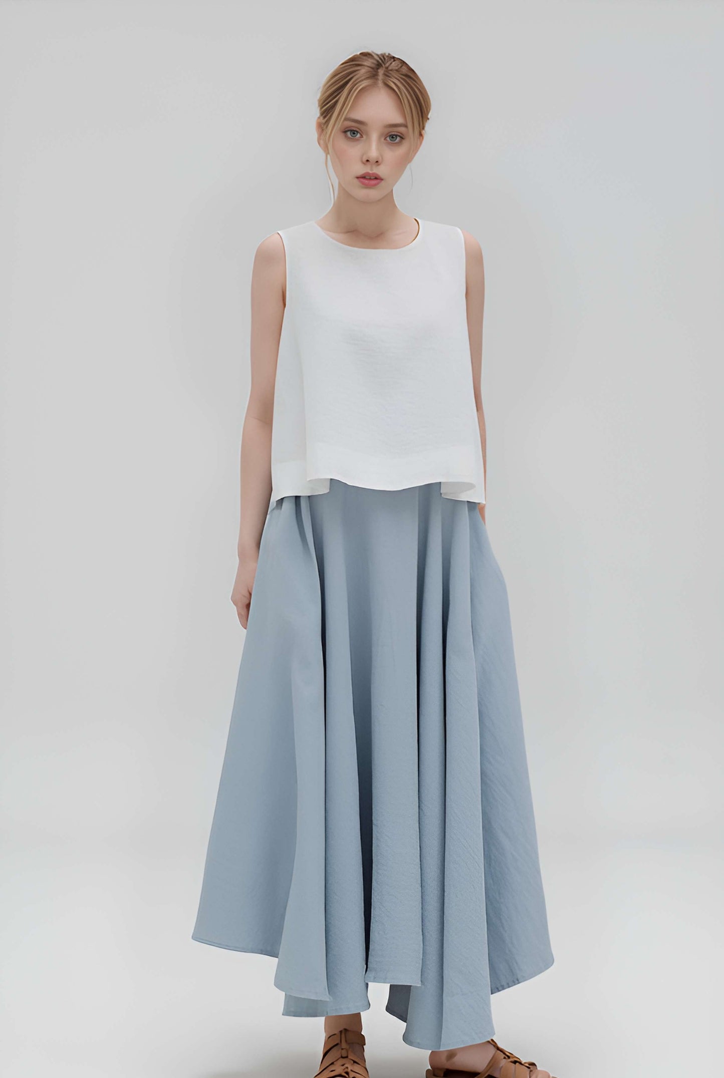 Asymmetrical Linen Skirt GENEVA A-Line Pockets