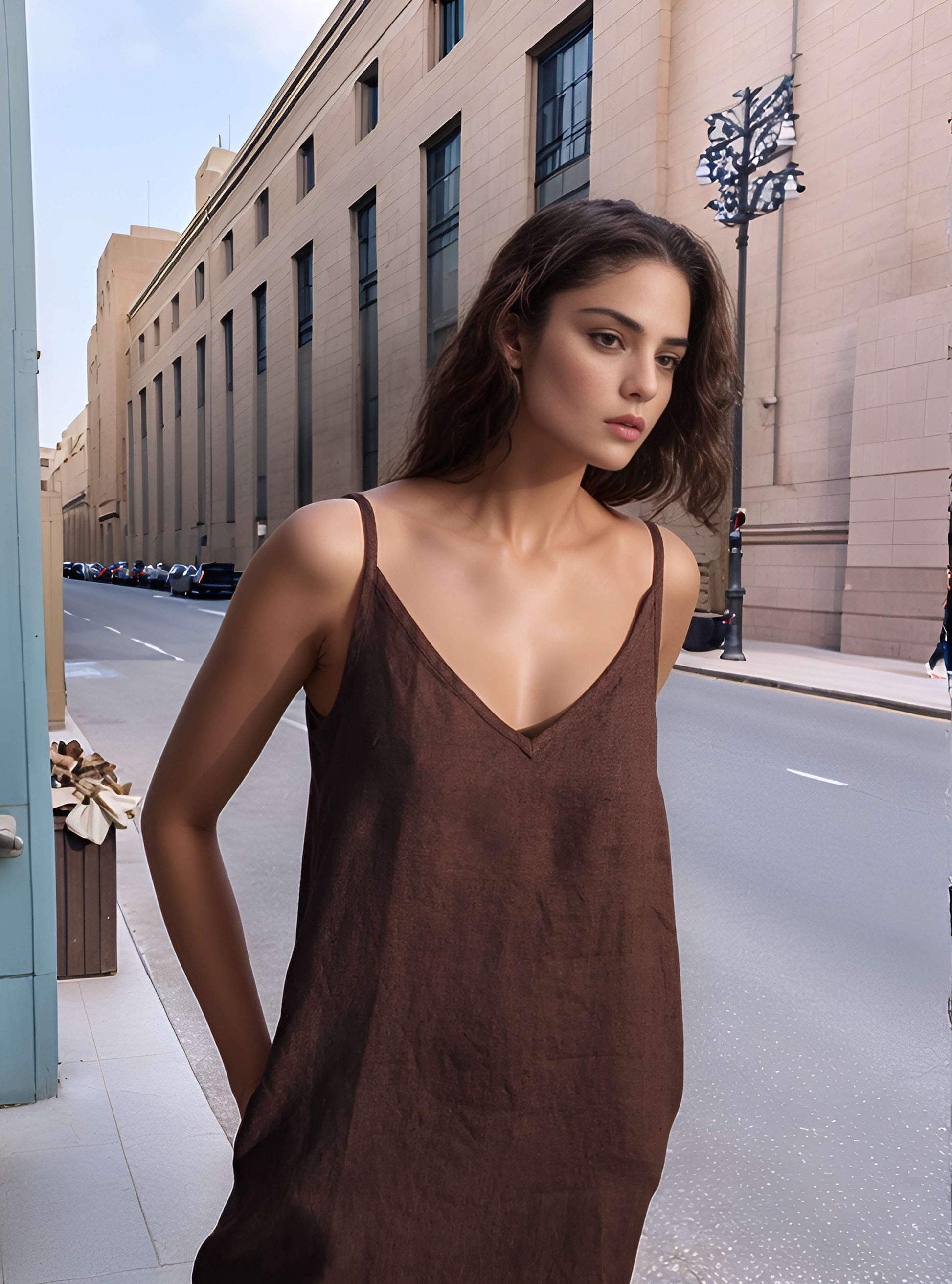 Beach Linen Slip Midi Dress ETRETAT for Summer