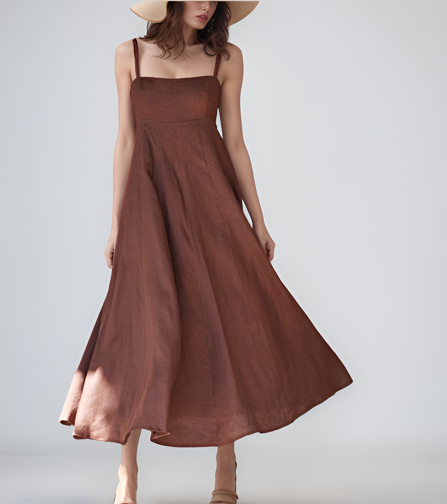 Beach Sleeveless Linen Sundress LILLE with Casual Straps