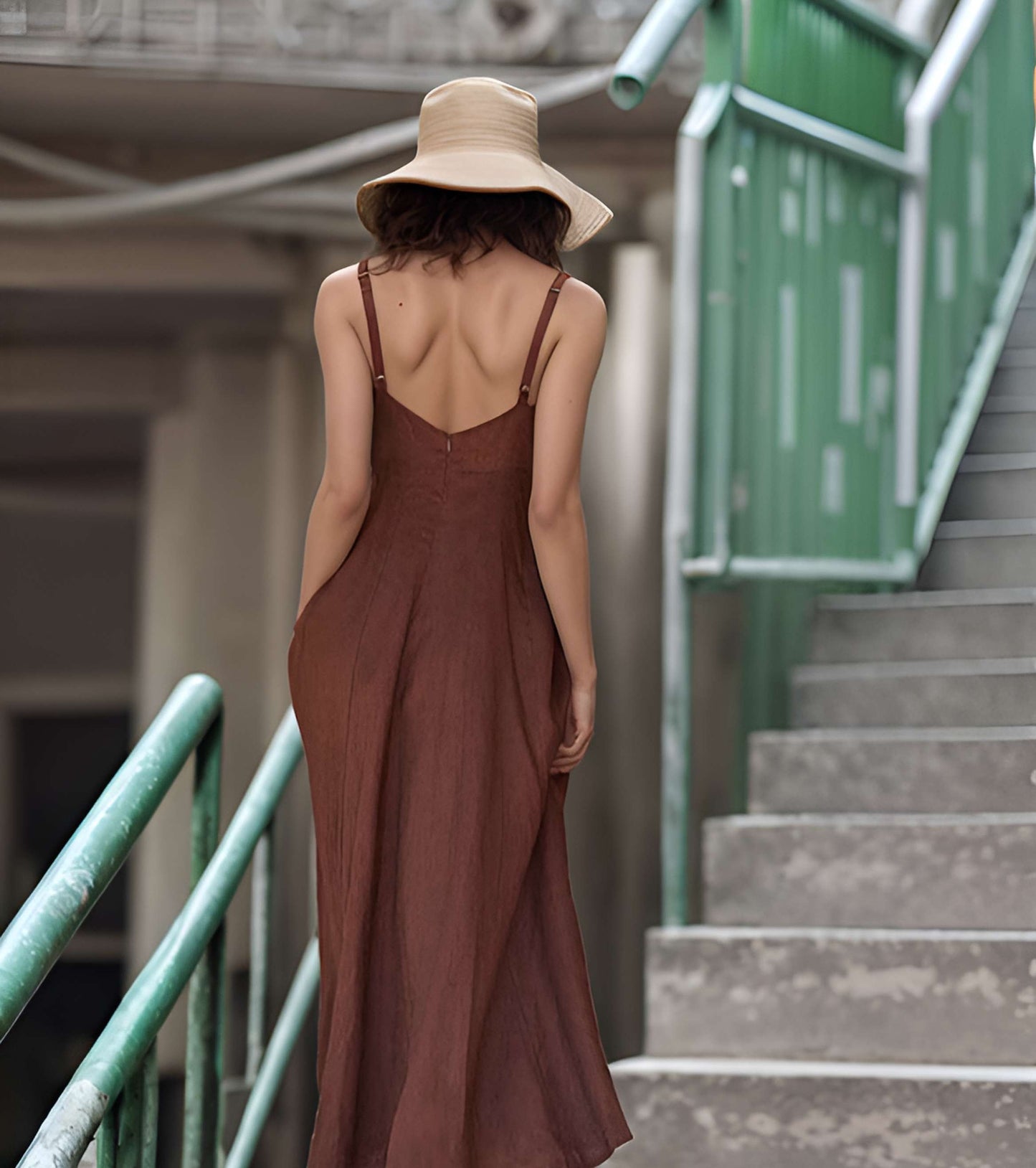 Beach Sleeveless Linen Sundress LILLE with Casual Straps