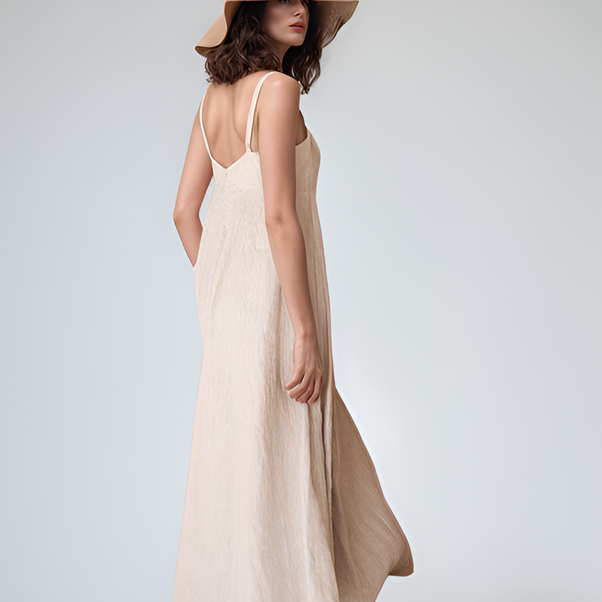 Beach Sleeveless Linen Sundress LILLE with Casual Straps