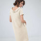 Beige Ribbon Back Linen Dress ANGERS for Summer