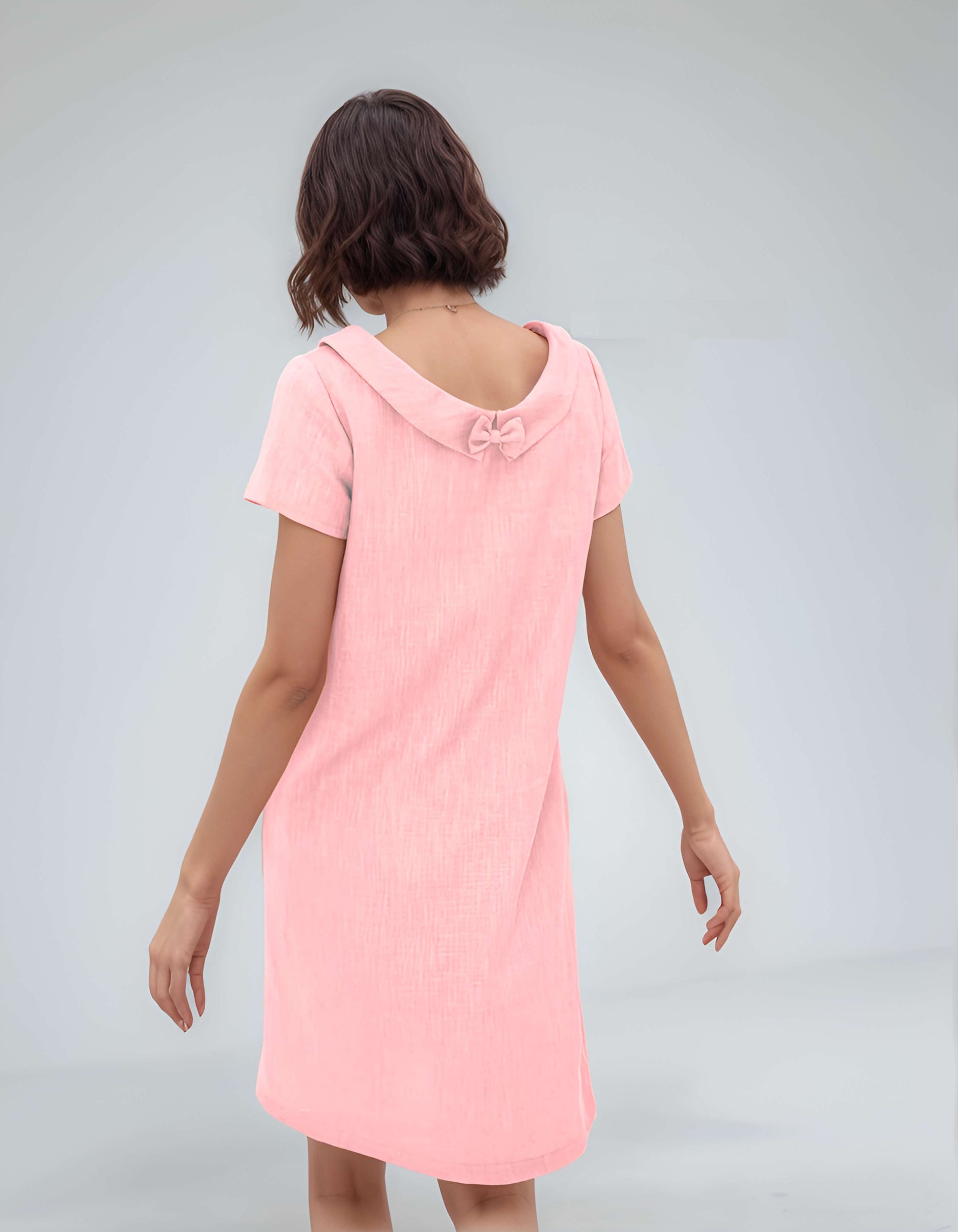 Beige Ribbon Back Linen Dress ANGERS for Summer