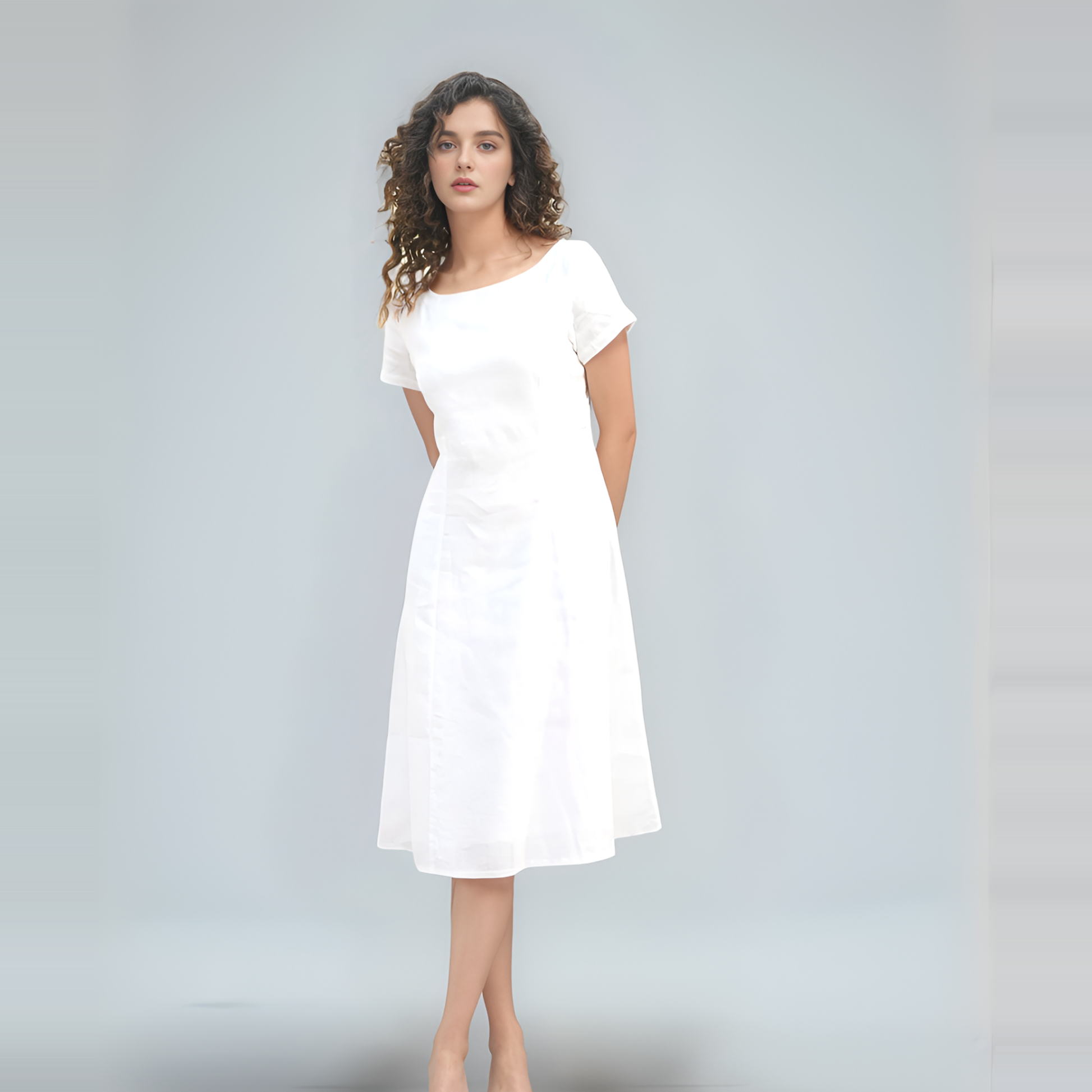 Boat Neck Linen Tunic Dress NAPLES for Women