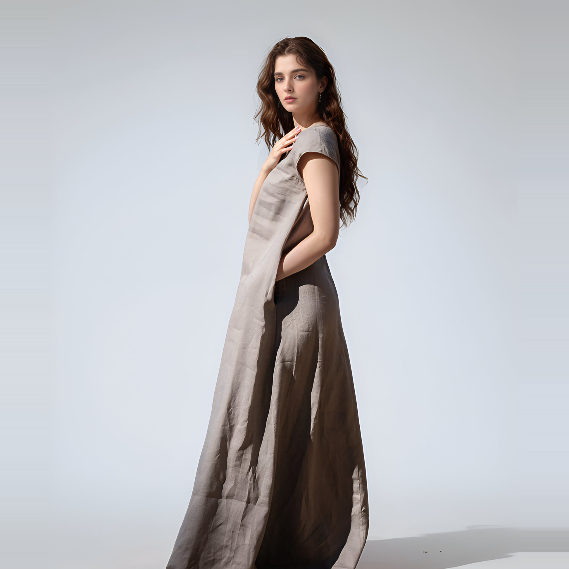 Boho Mustard Linen Maxi Dress MALLORCA Plus Size