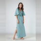 Boho V-Neck Linen Wrap Dress DIJON for Wedding Guest