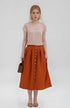 Button Linen Maxi Skirt CALAIS Pleated Flowy