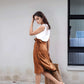 Cinnamon A-Line Linen Midi Skirt CAEN for Summer