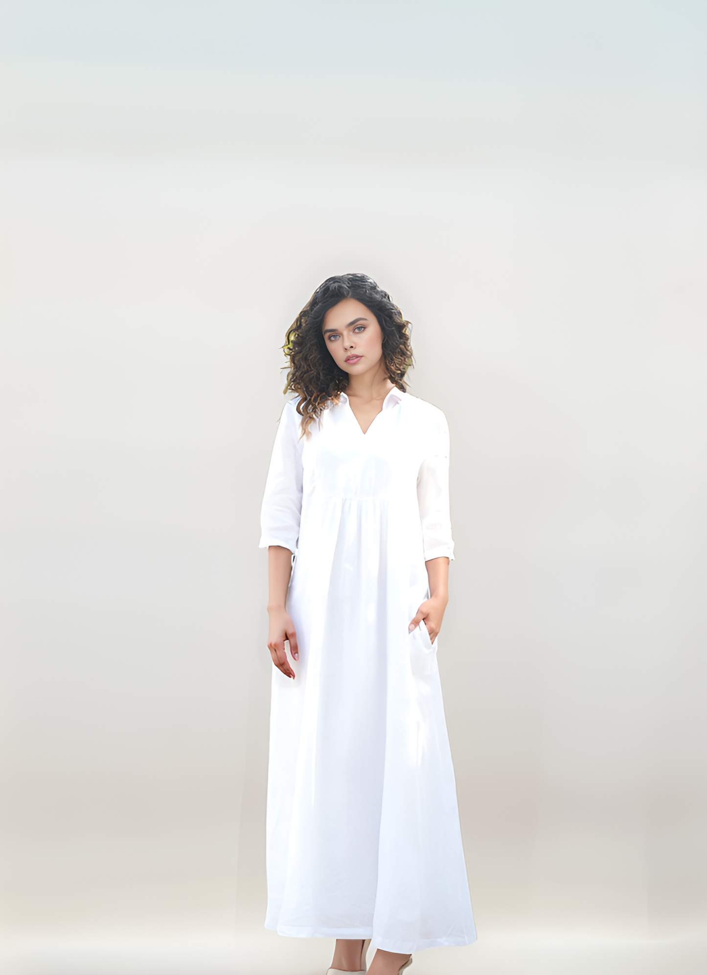 Cotton-Lined Linen Maxi Dress CORSICA with Pockets