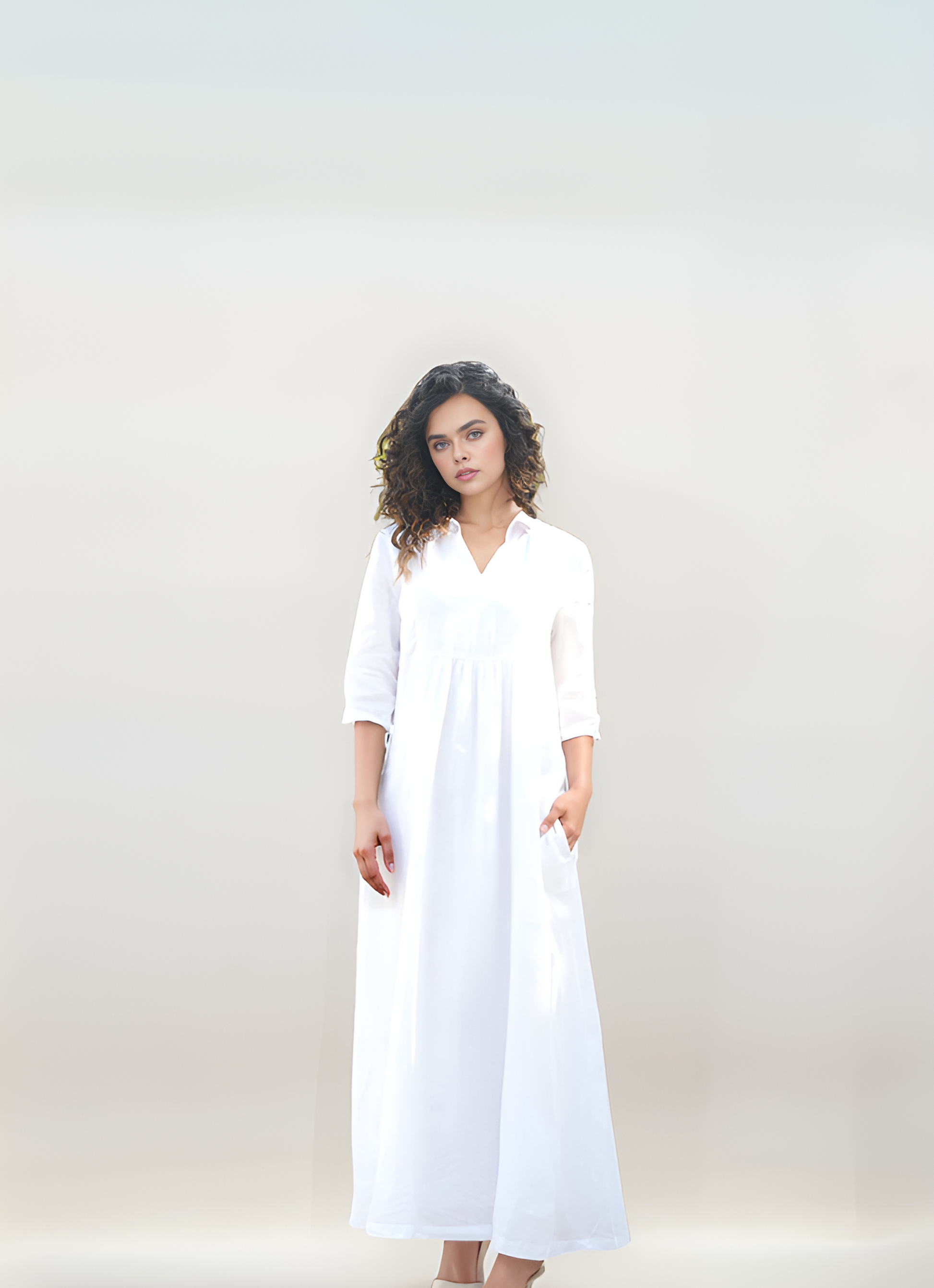 Cotton-Lined Linen Maxi Dress CORSICA with Pockets