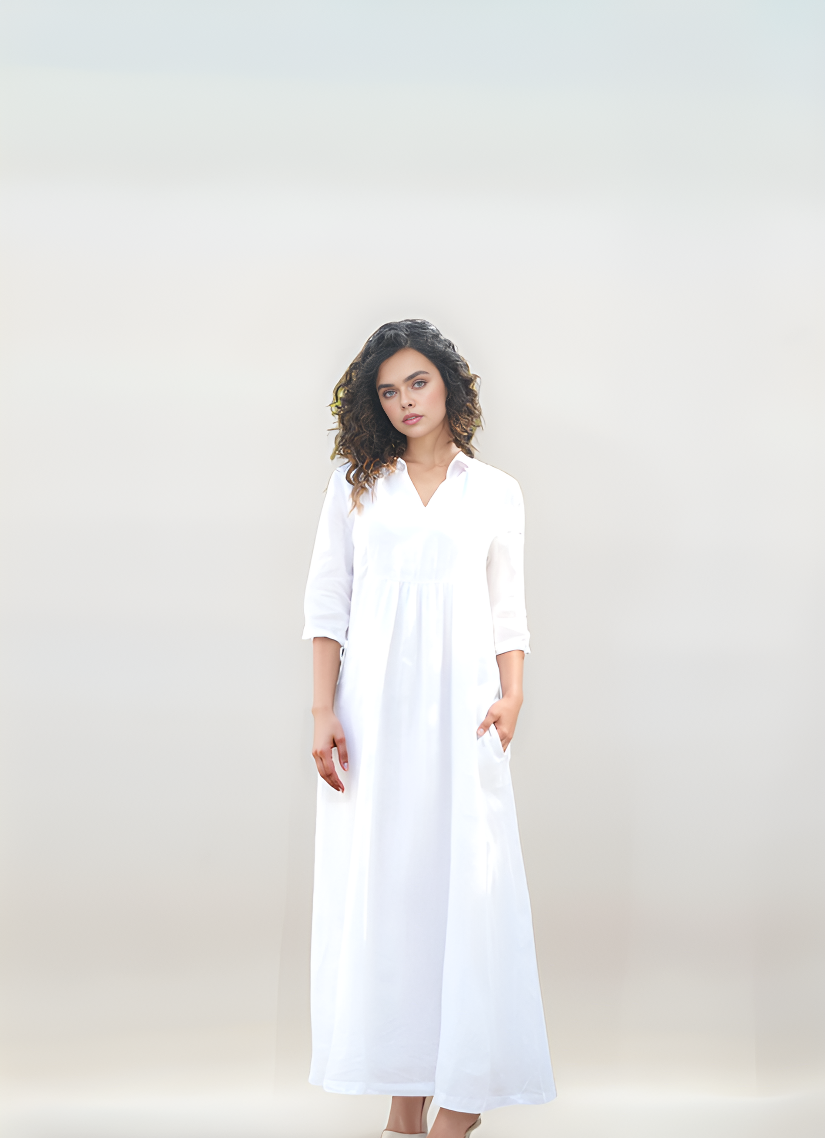 Cotton-Lined Linen Maxi Dress CORSICA with Pockets