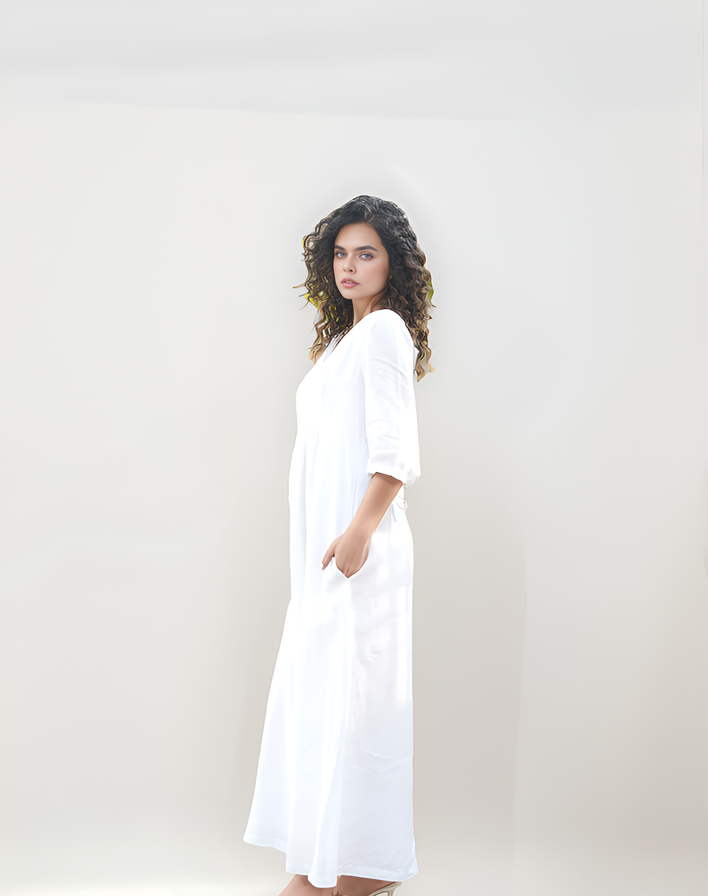 Cotton-Lined Linen Maxi Dress CORSICA with Pockets
