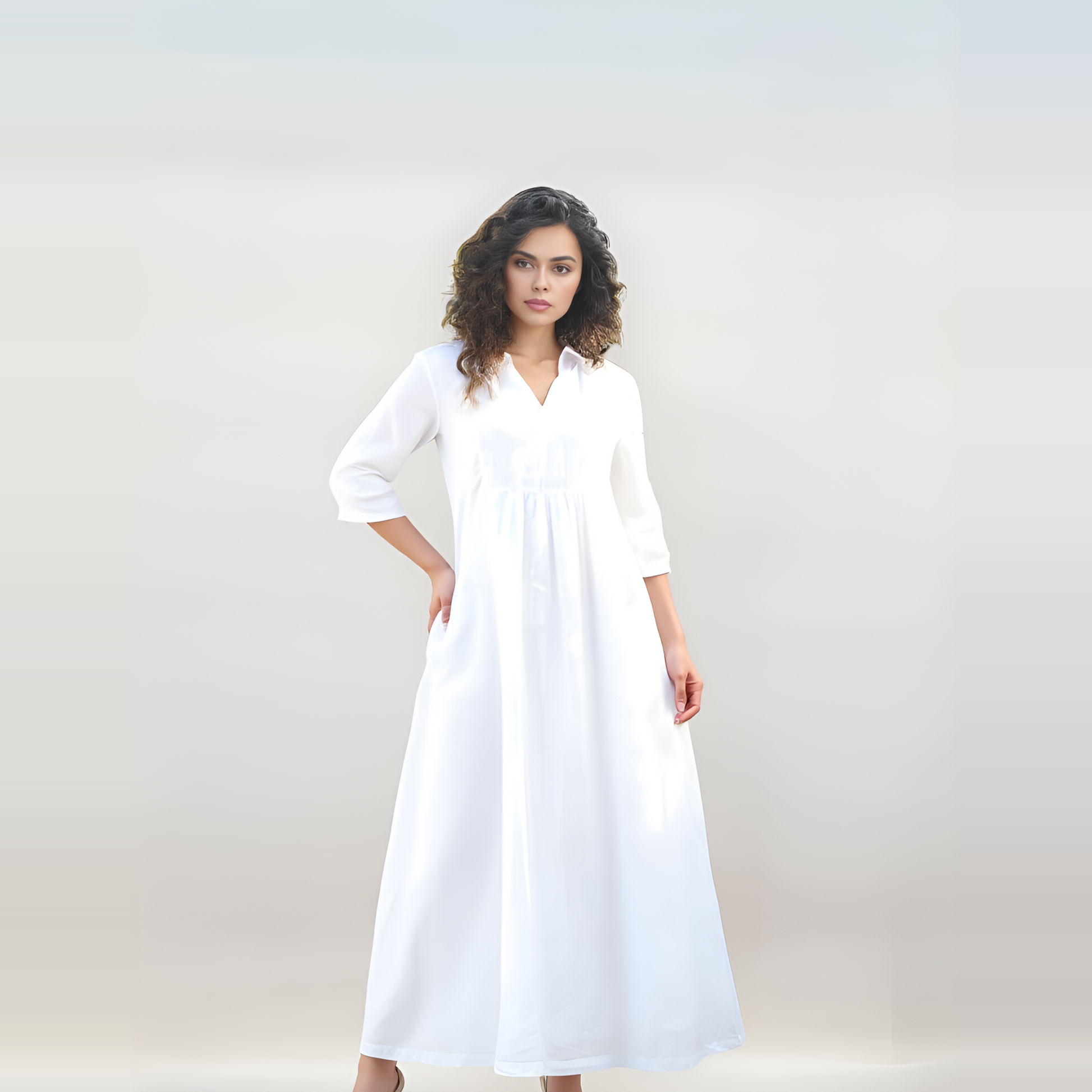 Cotton-Lined Linen Maxi Dress CORSICA with Pockets