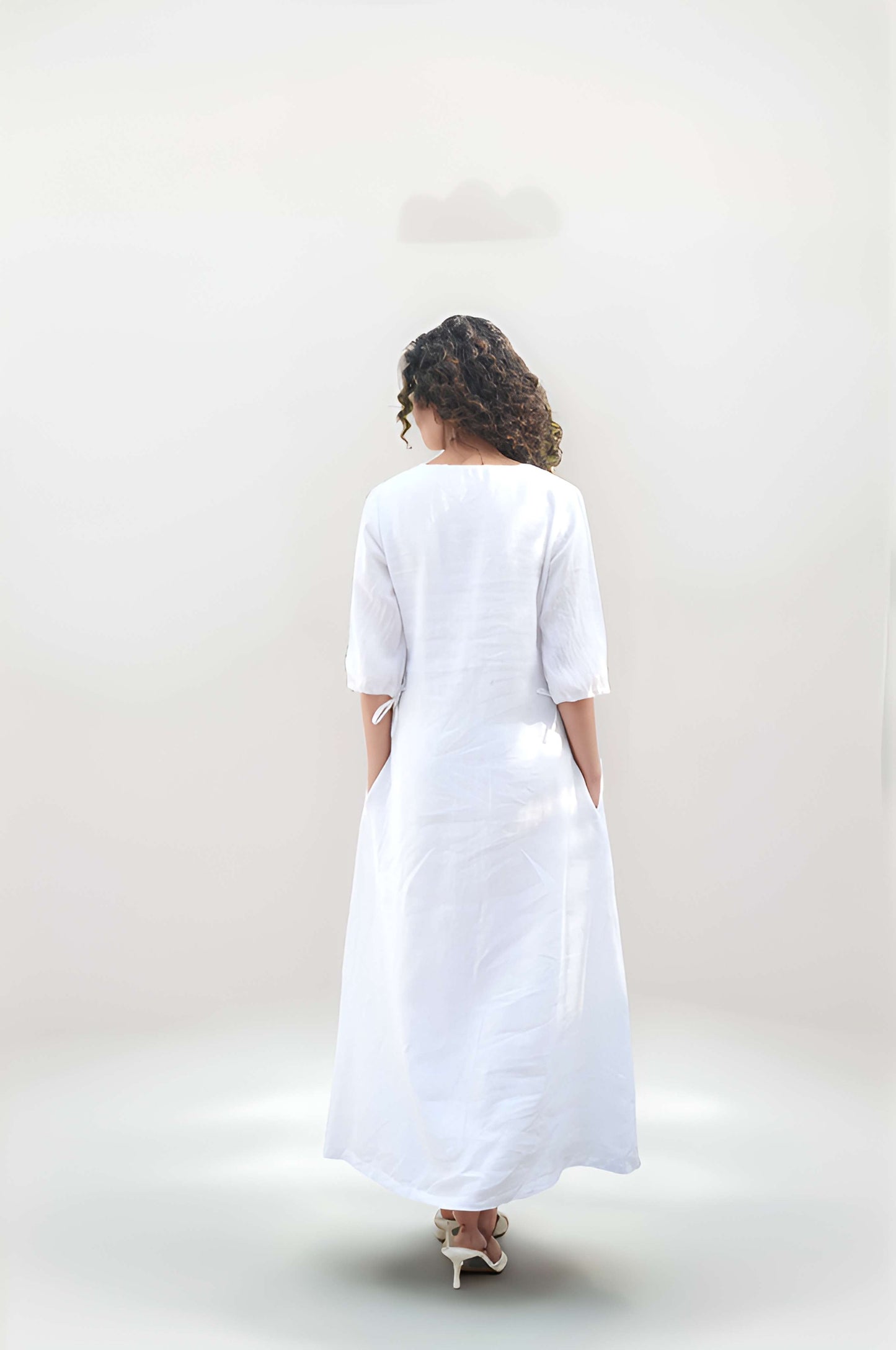 Cotton-Lined Linen Maxi Dress CORSICA with Pockets