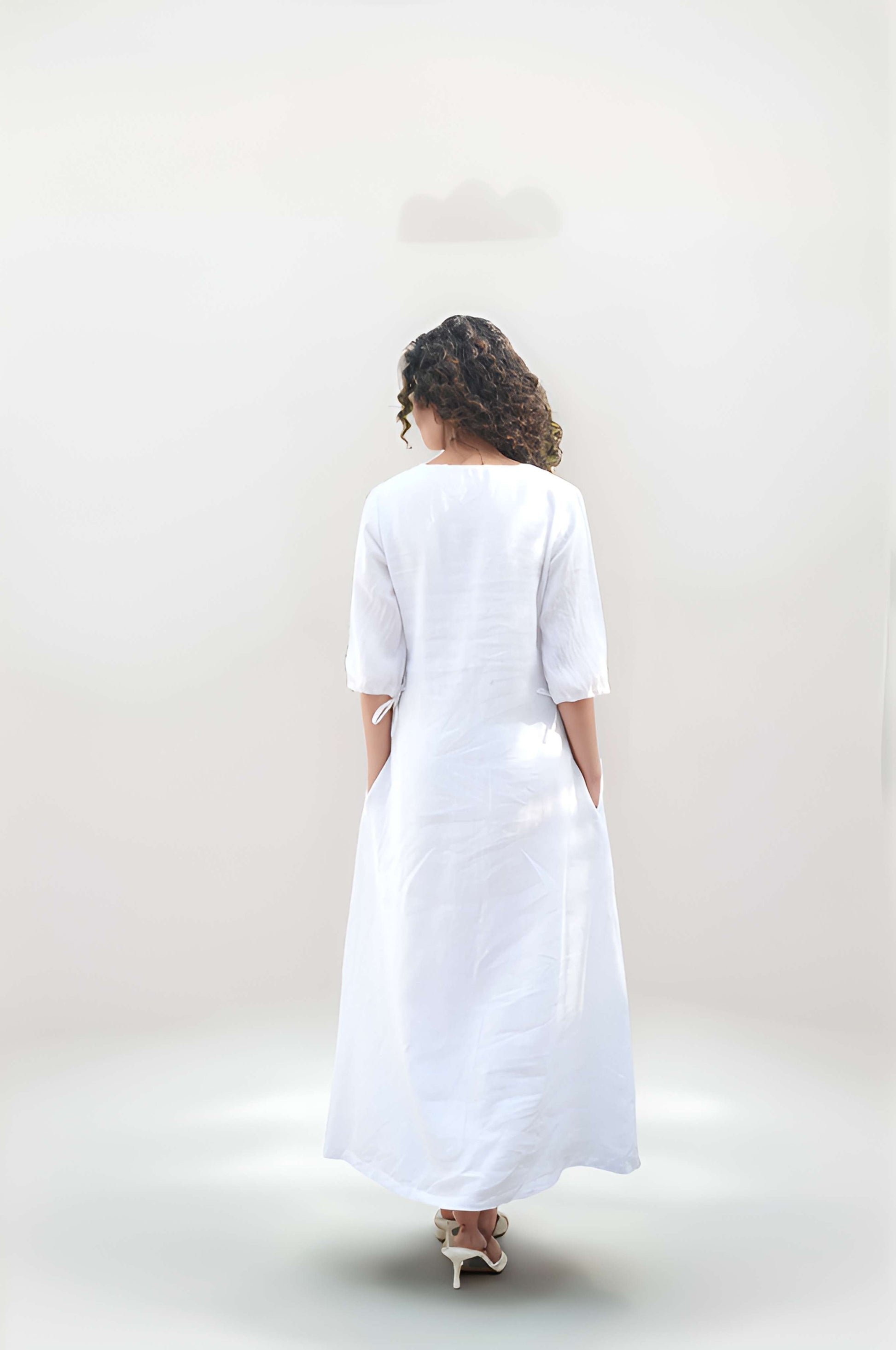 Cotton-Lined Linen Maxi Dress CORSICA with Pockets