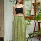 Elastic Waist Midi Linen Skirt METZ with Pockets for Women
