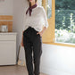 Elastic Waist Linen Long Pants BORDEAUX Relaxed