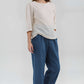 Elastic Waist Linen Long Pants BORDEAUX Relaxed