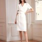 Elegant Adjustable Waist Linen Wrap Dress DENALI