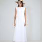 Elegant Boat Neck Linen Sundress LIMOGES with Open Back