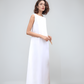 Elegant Boat Neck Linen Sundress LIMOGES with Open Back