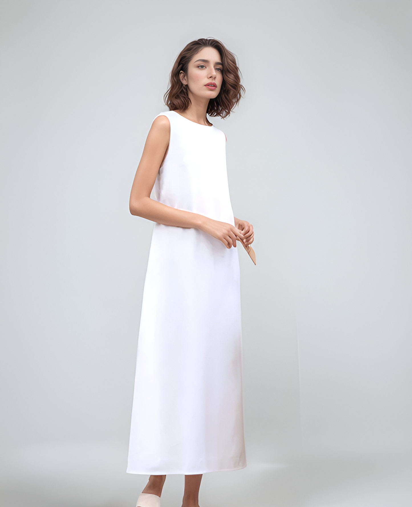 Elegant Boat Neck Linen Sundress LIMOGES with Open Back