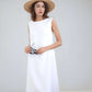 Elegant Boat Neck Linen Sundress LIMOGES with Open Back