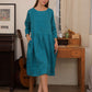 Handmade Pocket Linen Midi Dress AMIENS Casual