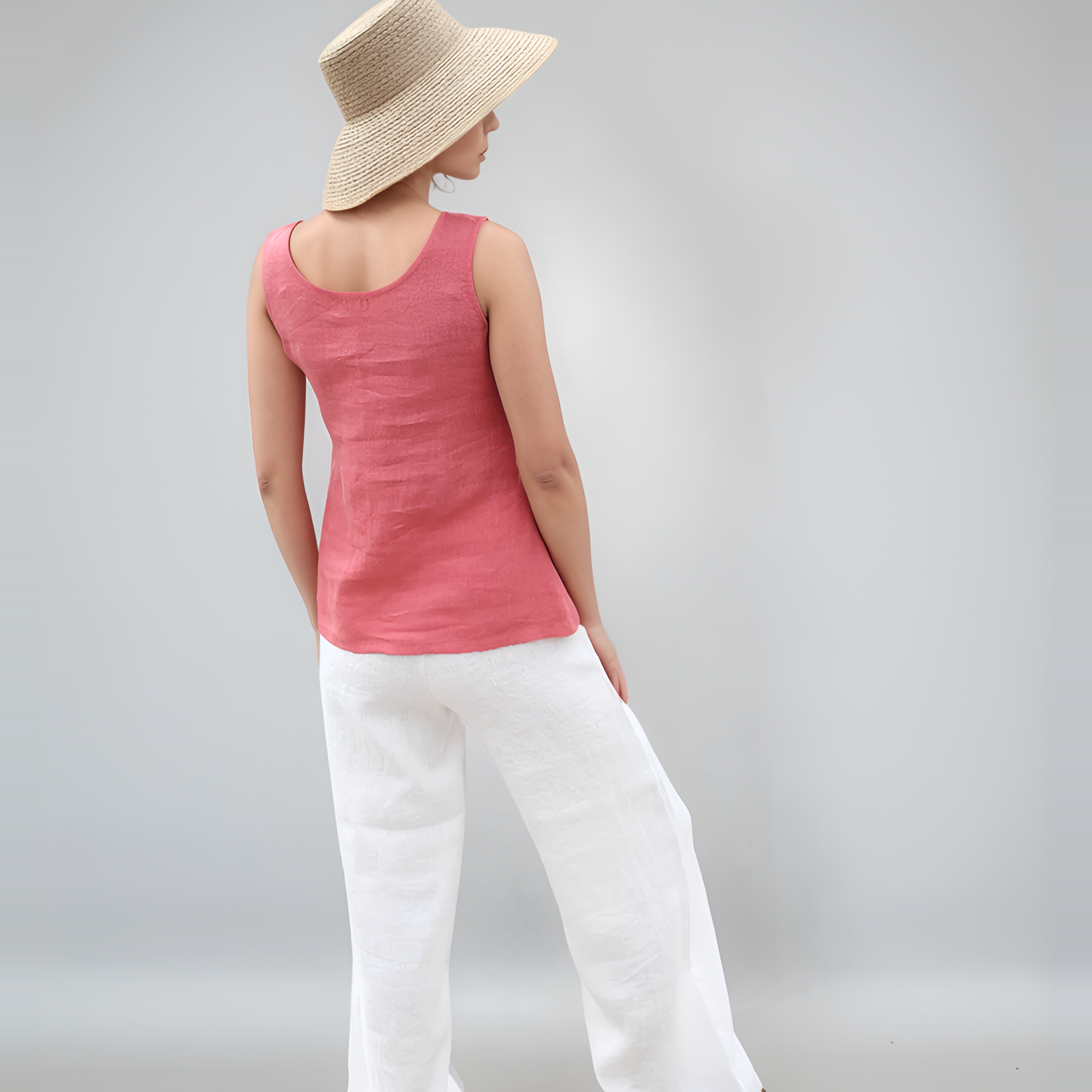 High Waist Wide Leg Linen Trousers ASPEN with Pockets