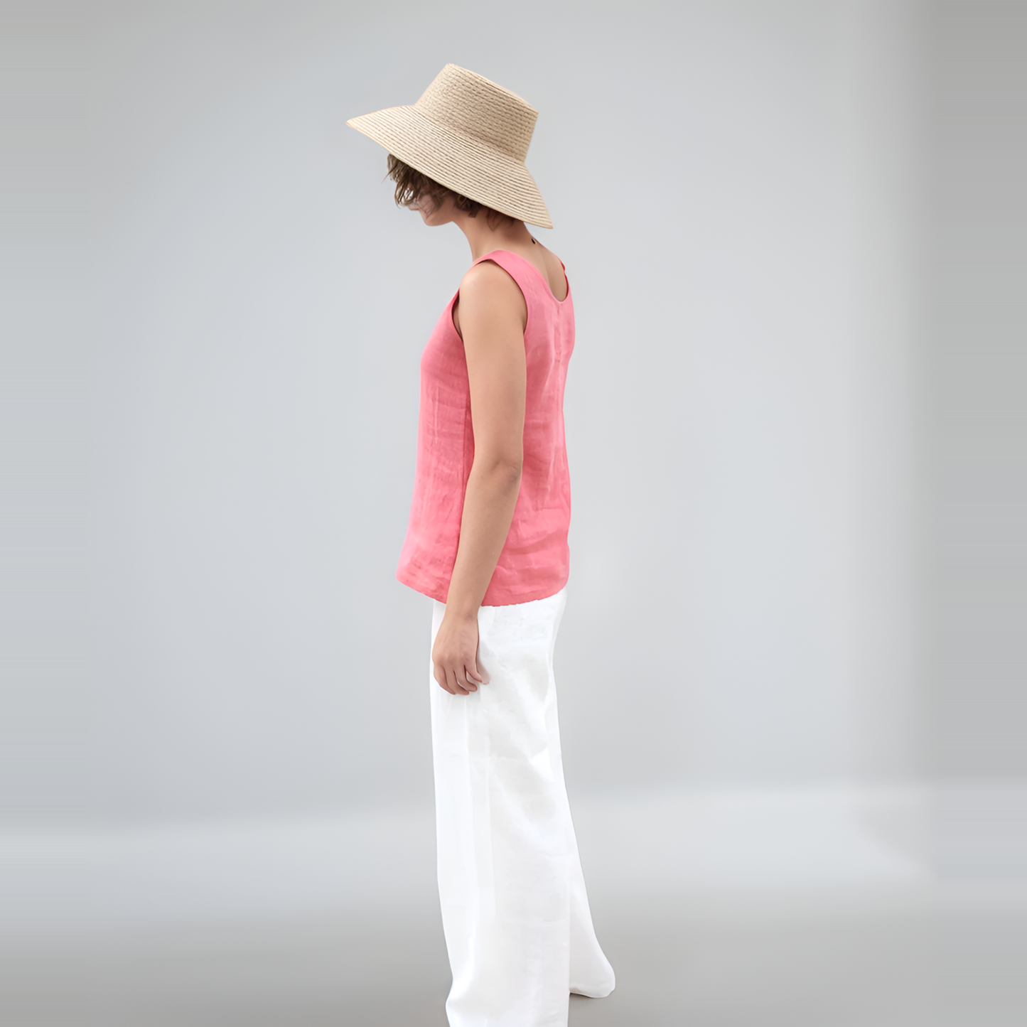 High Waist Wide Leg Linen Trousers ASPEN with Pockets